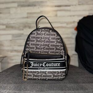 Juicy Couture Logo Print Backpack in Black and White